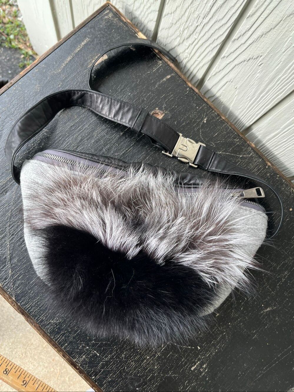 Mitchie's Saga Furs Genuine Fur Leather Belt Bag Waist Pack Après Ski